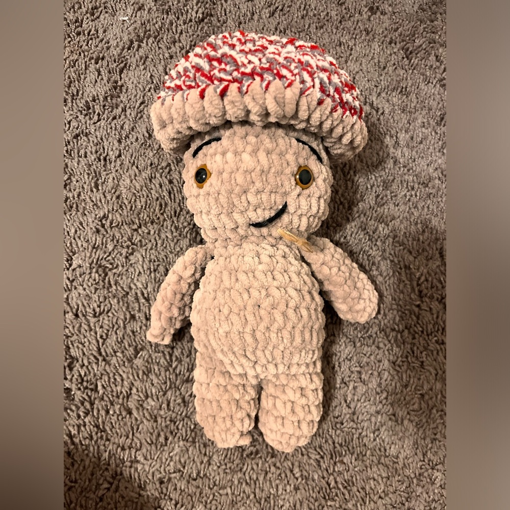 Handmade crochet mushroom guy